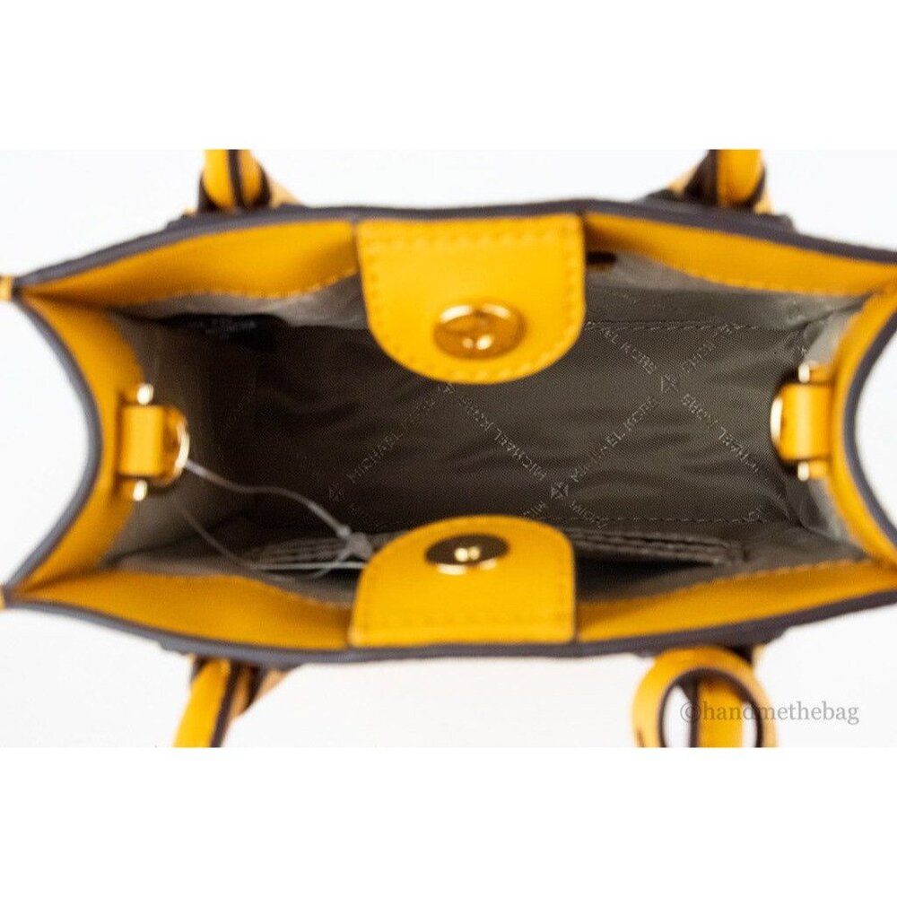 NEW Michael Kors Mercer North South Shopper Crossbody Bag Yellow Signature PVC - Picture 8 of 11